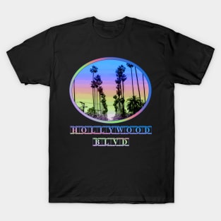 Hollywood Blvd, Southern California, Film Capitol of the world, Sunset Palm Trees retro design T-Shirt